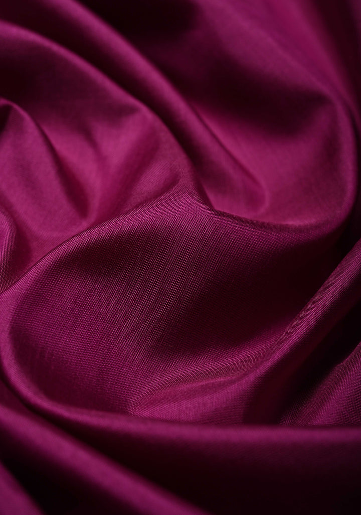 Magenta Banarasi Katan Silk Saree with Ganga Ghat Temple Zari Border | SILK MARK CERTIFIED