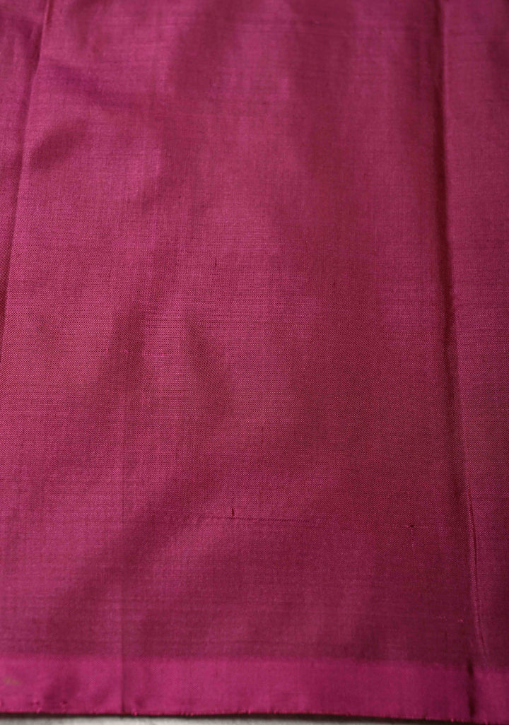 Deep Magenta Banarasi Katan Silk Saree with Ganga Ghat Temple Zari Border | SILK MARK CERTIFIED