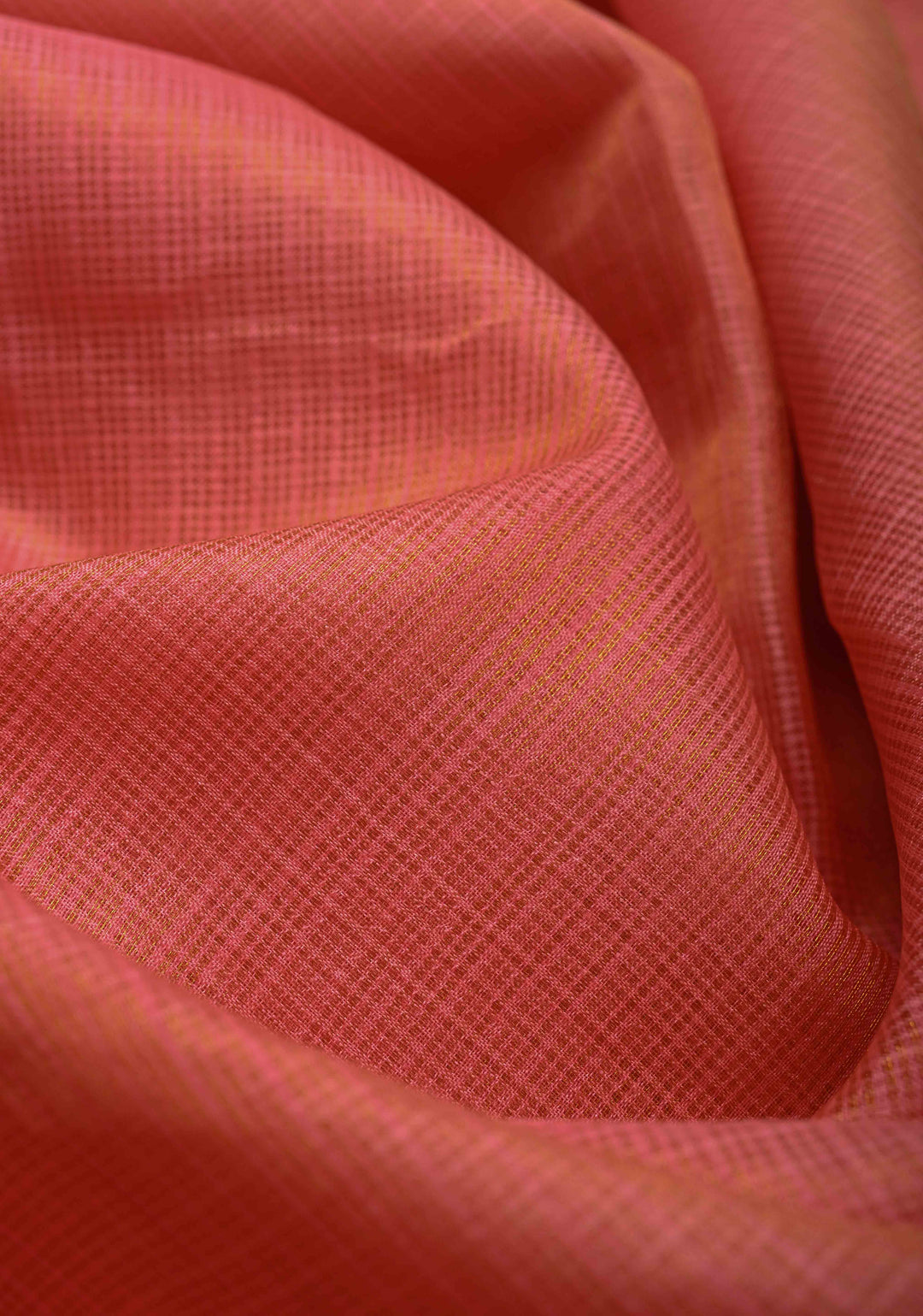 Salmon Pink Kota Doria Tissue Cotton Saree with Sona Rupa Zari Border