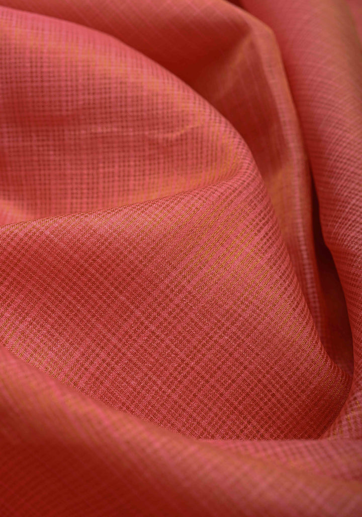 Salmon Pink Kota Doria Tissue Cotton Saree with Sona Rupa Zari Border