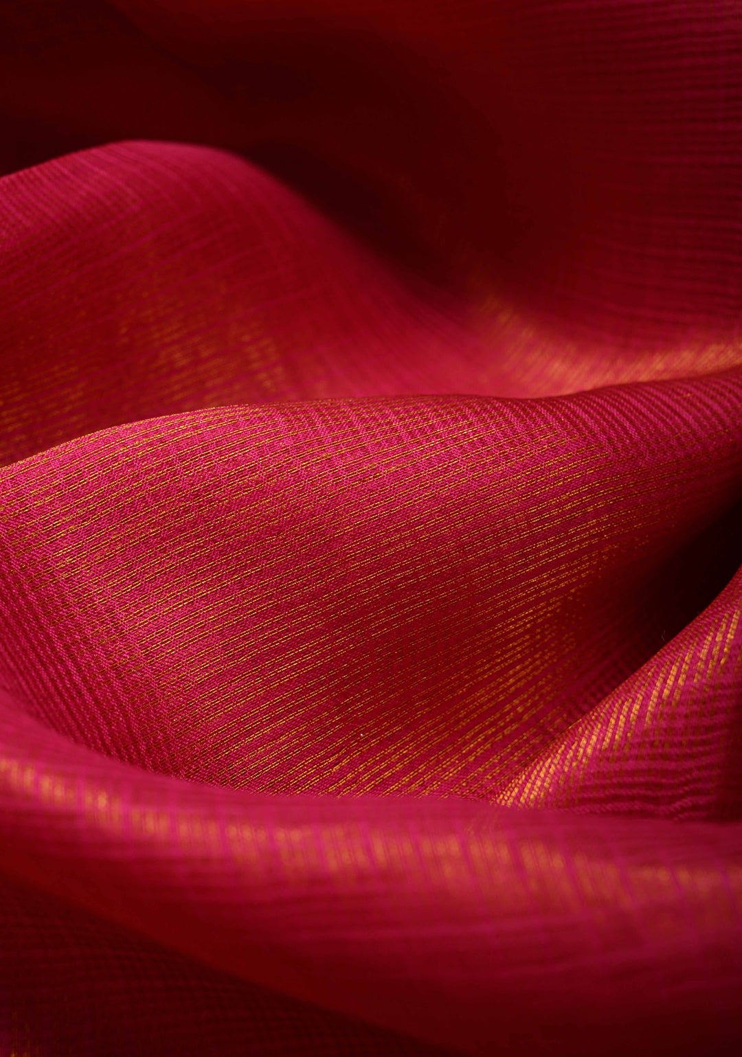 Bright Pink Kota Doria Tissue Cotton Saree with Sona Rupa Zari Border