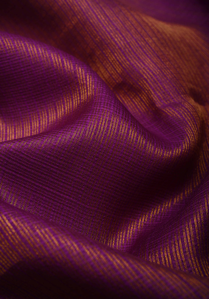 Purple Kota Doria Tissue Cotton Saree with Sona Rupa Zari Border