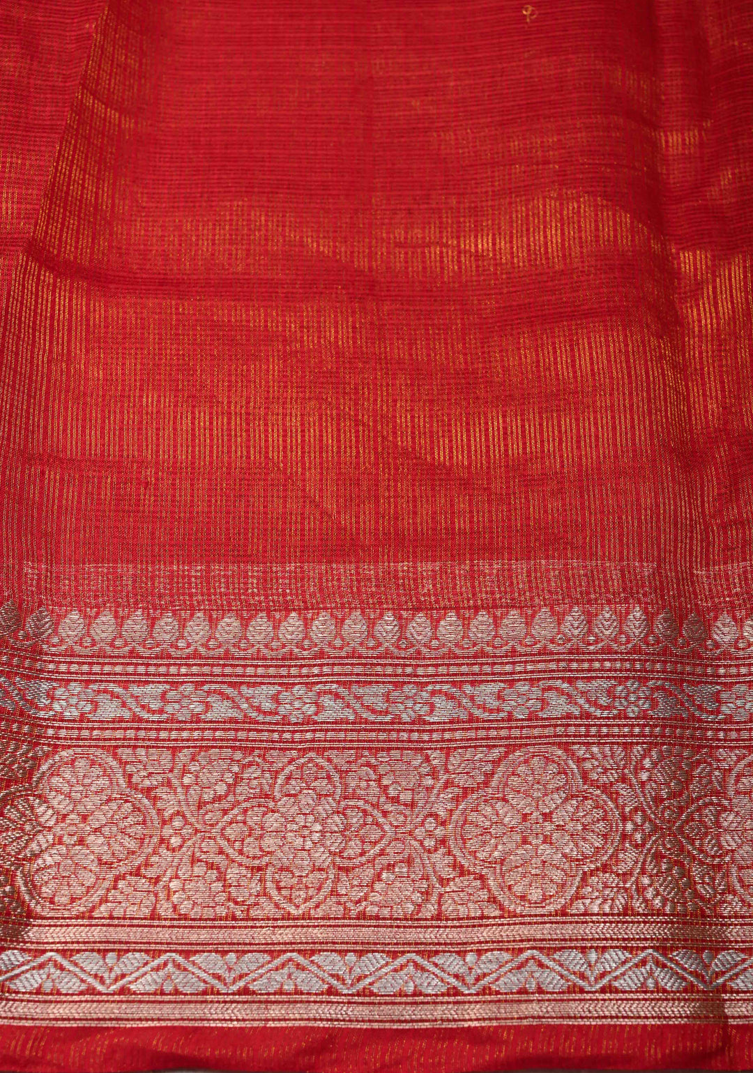 Red Kota Doria Tissue Cotton Saree with Sona Rupa Zari Border