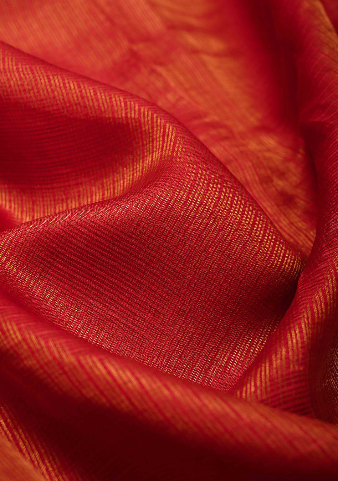 Red Kota Doria Tissue Cotton Saree with Sona Rupa Zari Border