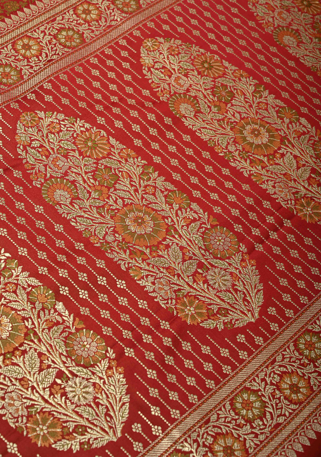 Maroon Semi Tanchoi Banarasi Satin Silk Saree with Meenakari Floral Brocade Jaal and Zari Border