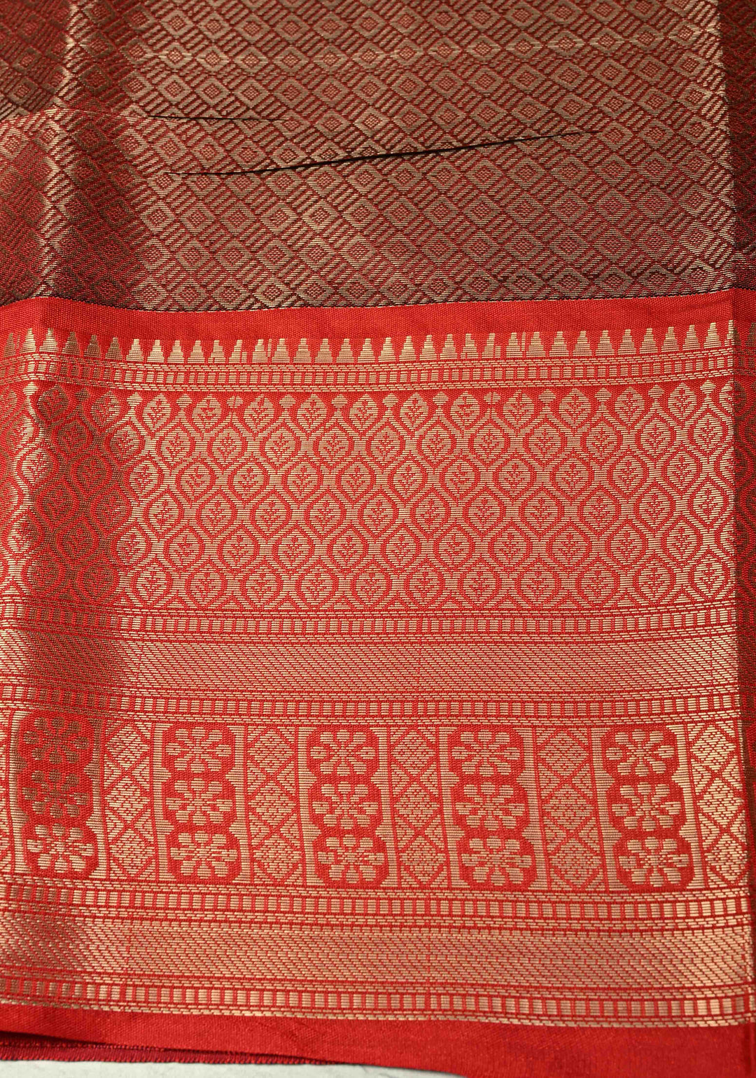 Dark Plum Banarasi Semi Silk Saree with Brocade and Contrast Zari Border