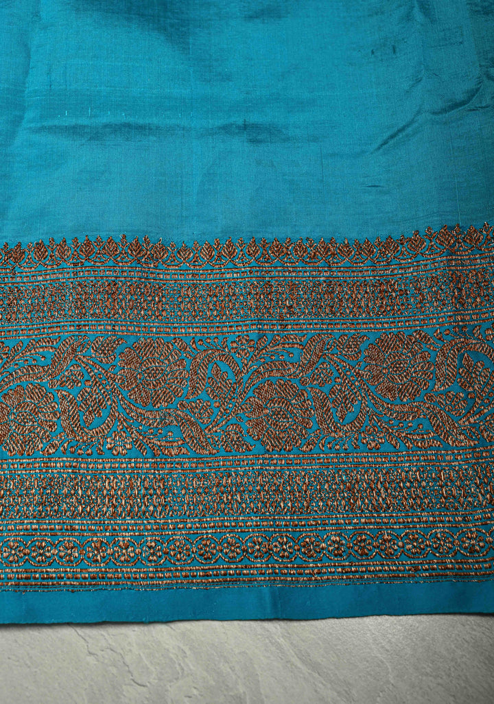 Mauve Banarasi Tussar Silk Saree with Antique Zari Buttas and Contrast Zari Border | SILK MARK CERTIFIED