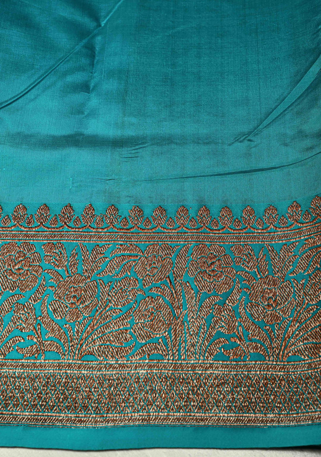 Slate Gray Banarasi Tussar Silk Saree with Antique Zari Buttas and Contrast Zari Border | SILK MARK CERTIFIED