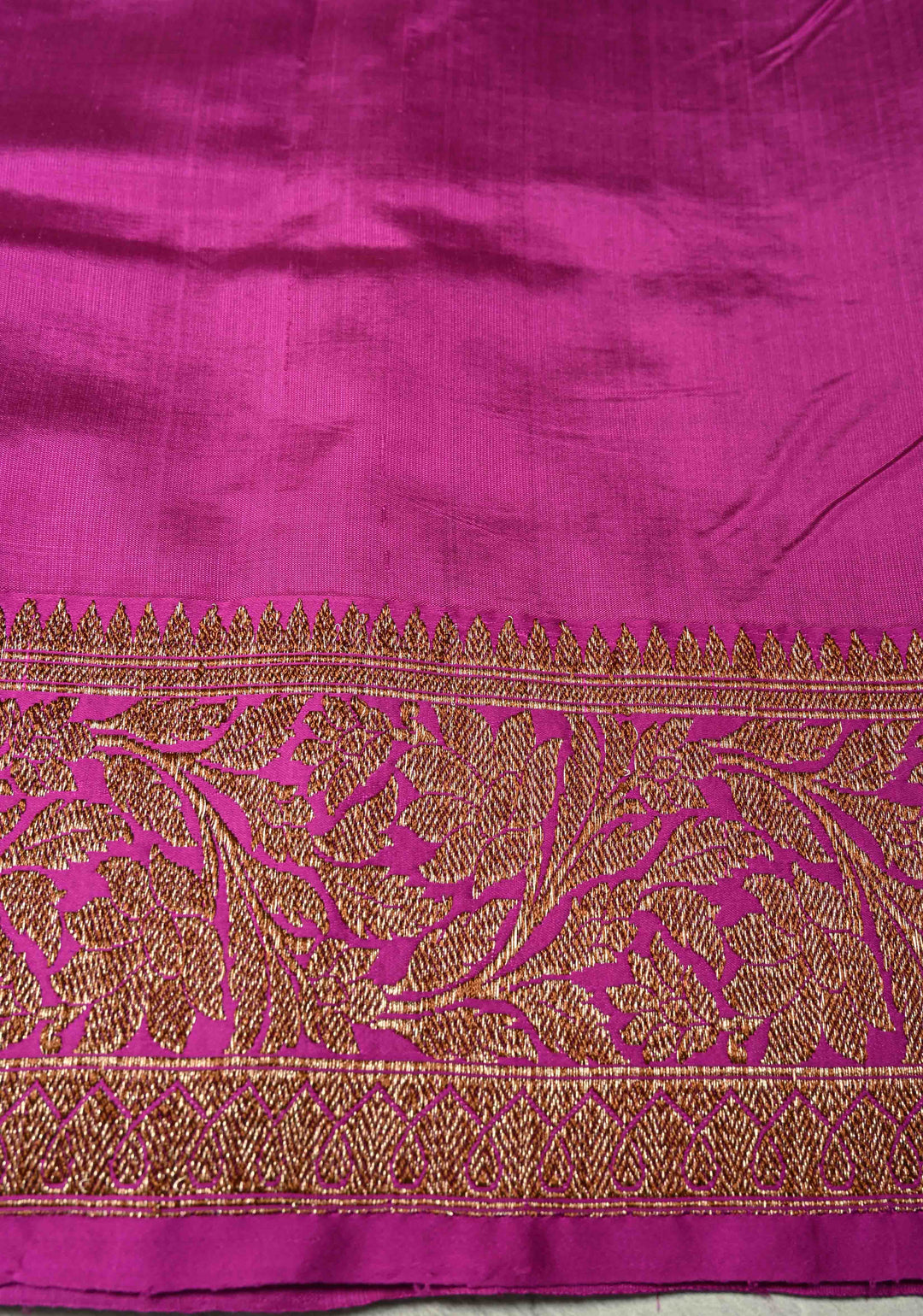 Kora Color Banarasi Tussar Silk Saree with Antique Zari Buttas and Magenta Zari Border | SILK MARK CERTIFIED