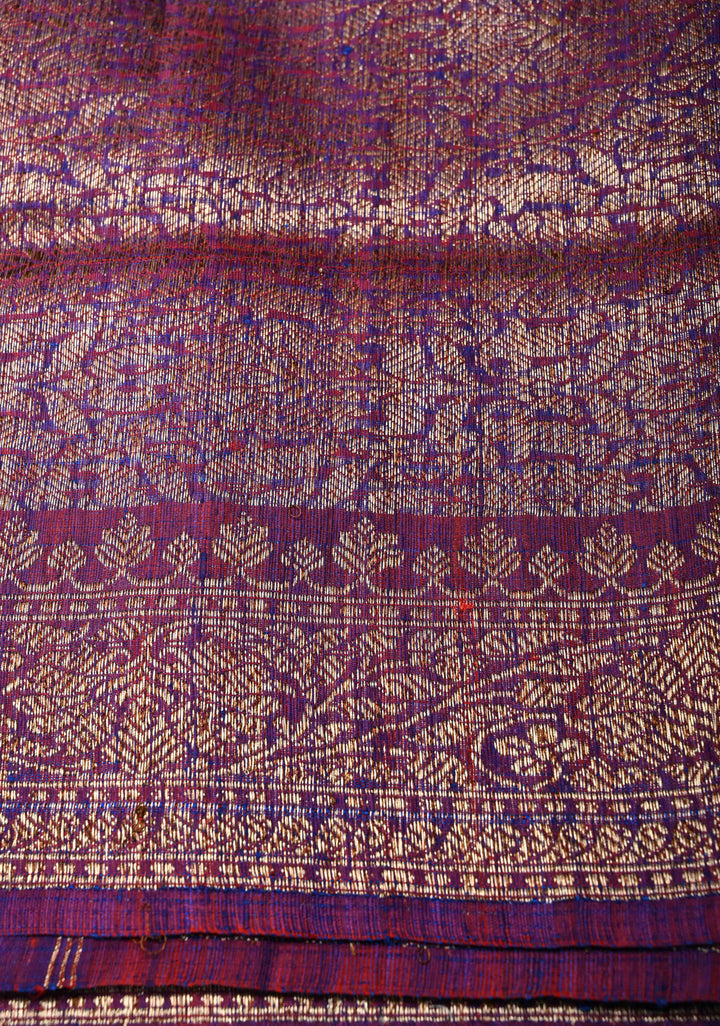 Pure Banarasi Dupion Silk Saree in Blue with Antique Zari Paisley Buttas and Zari Border | SILK MARK CERTIFIED