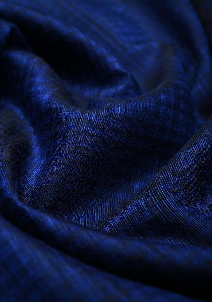 Pure Banarasi Dupion Silk Saree in Blue with Antique Zari Paisley Buttas and Zari Border | SILK MARK CERTIFIED