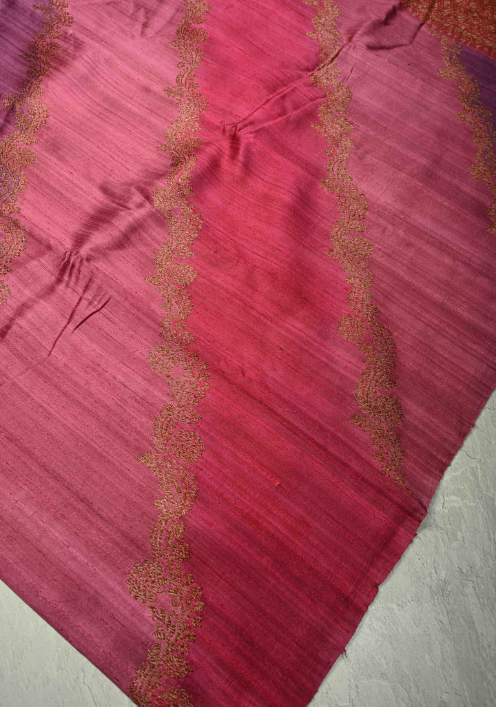 Multicolor Borderless Raw Silk Banarasi Brush Dye Saree with Rangkaat Style and Antique Zari Daignoal Stripes |SILK MARK CERTIFIED