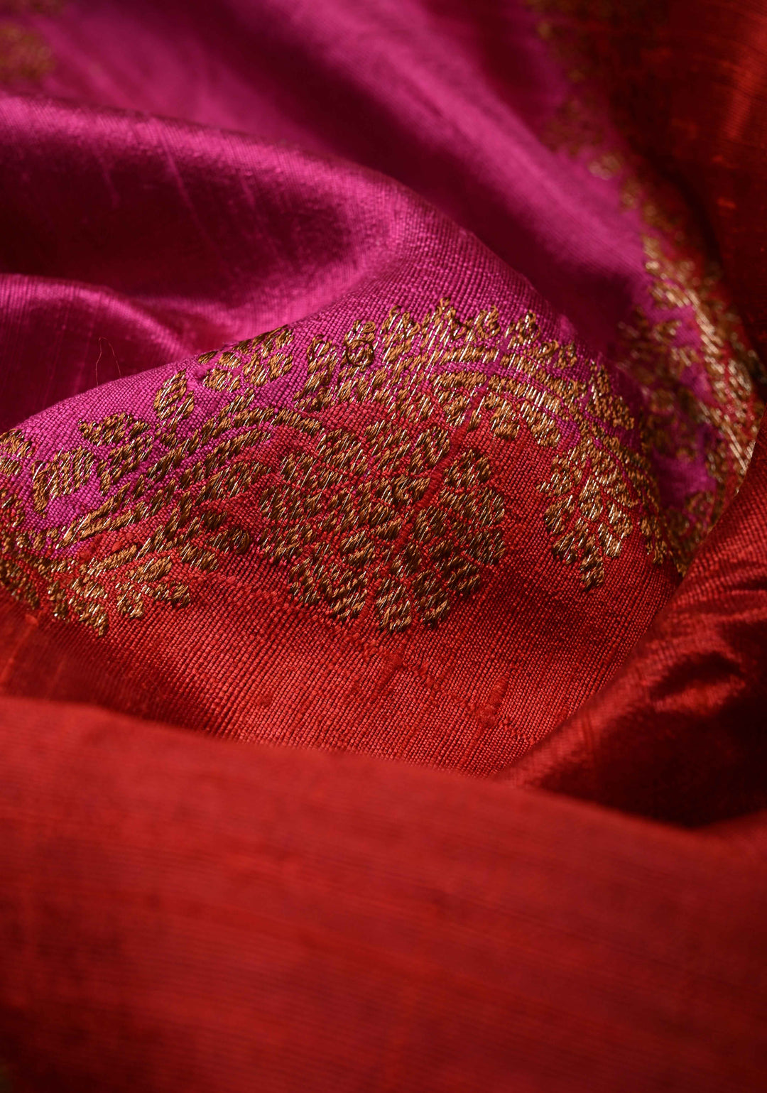 Multicolor Borderless Raw Silk Banarasi Brush Dye Saree with Rangkaat Style and Antique Zari Daignoal Stripes | SILK MARK CERTIFIED