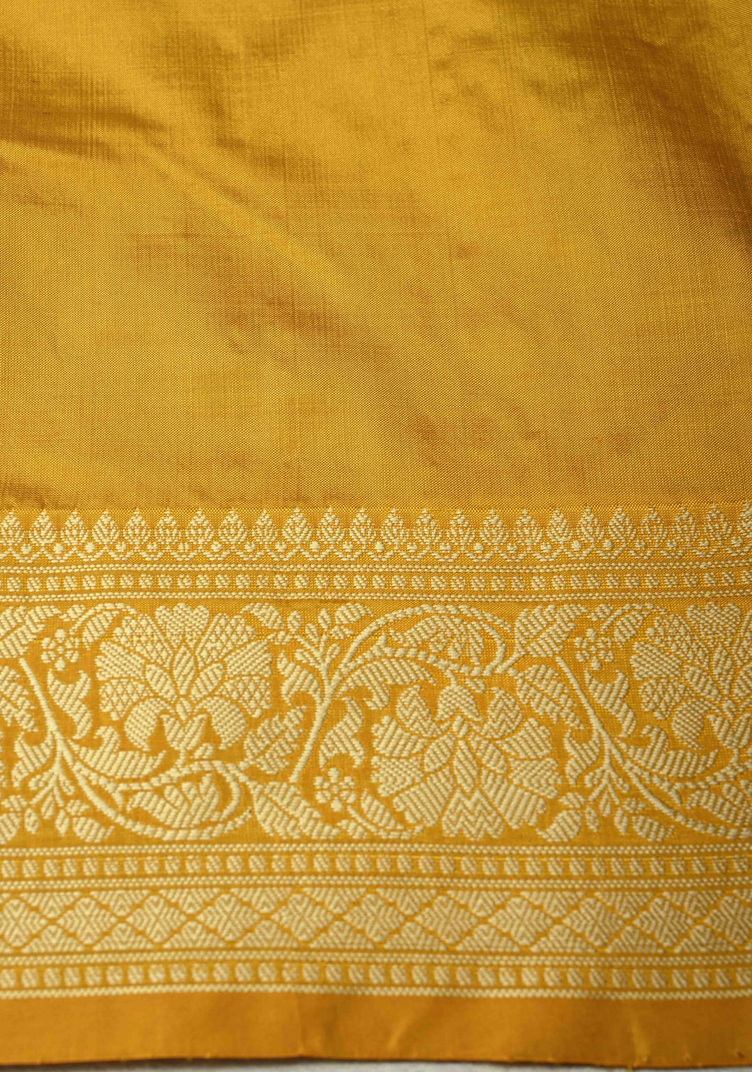 Mustard Yellow Lightweight Banarasi Katan Silk Saree with Resham Buttas and Border | SILK MARK CERTIFIED