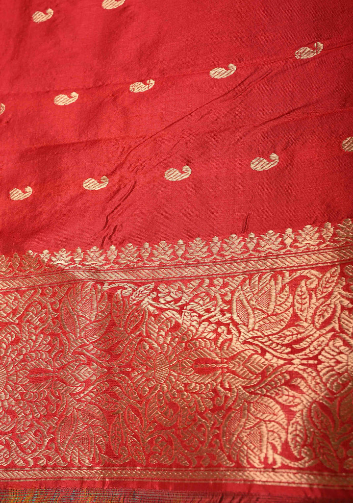 Mint Green Dual Tone Banarasi Katan Silk Saree with Floral Zari Buttas and Contrast Zari Border | SILK MARK CERTIFIED | SHOBITAM