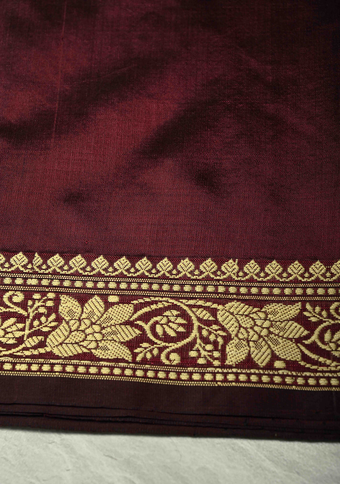 Seal Brown Lightweight Banarasi Katan Silk saree with Chunri Buttis and Minimal Resham Border | SILK MARK CERTIFIED