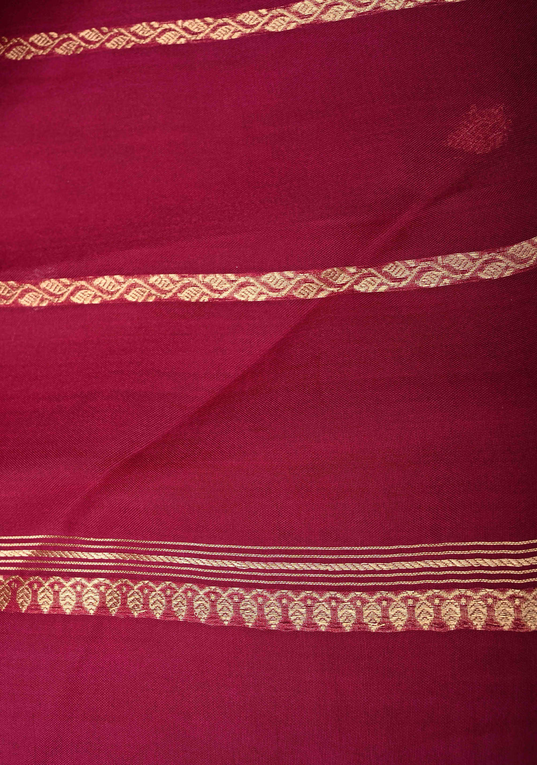 Ruby Wine Banarasi Kora Silk Saree With Sona Rupa Leheria Pattern | SILK MARK CERTIFIED