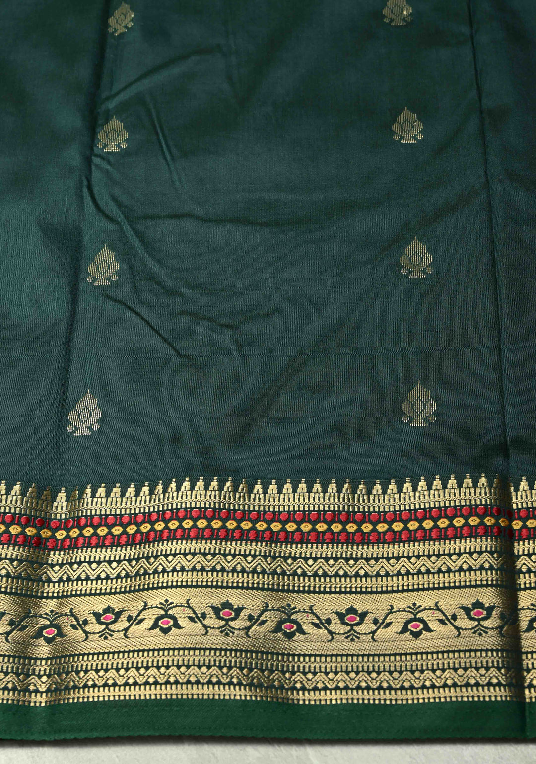 Red Semi Silk Saree with Zari Buttas and Meenakari Border