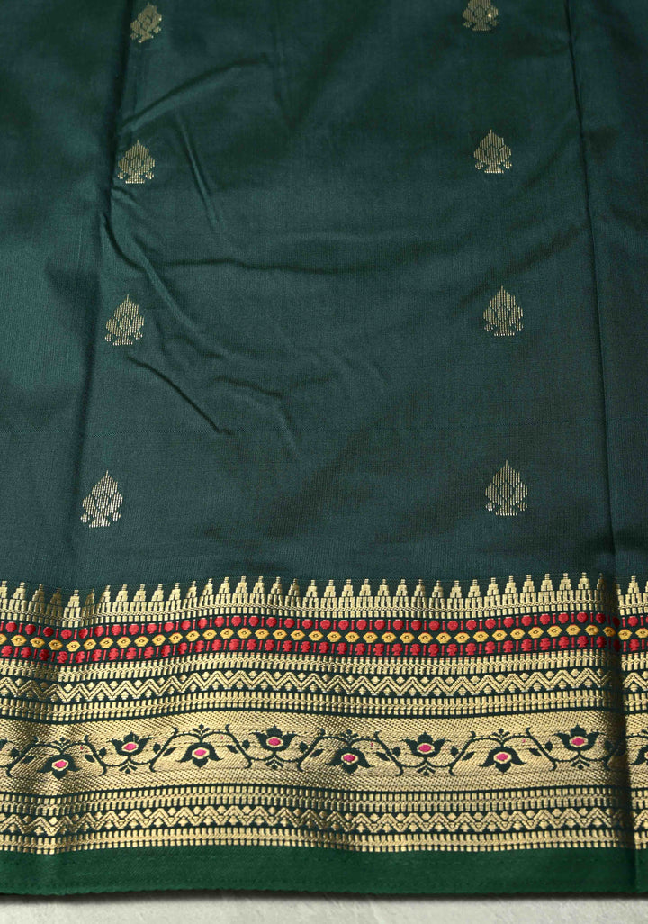 Red Semi Silk Saree with Zari Buttas and Meenakari Border