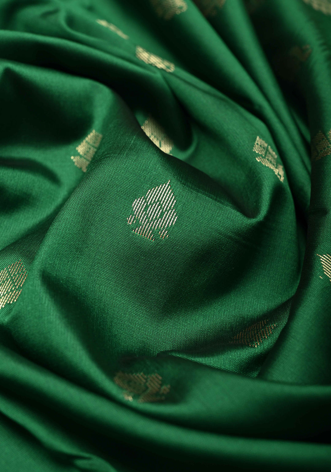 Green Semi Silk Saree with Zari Buttas and Meenakari Border