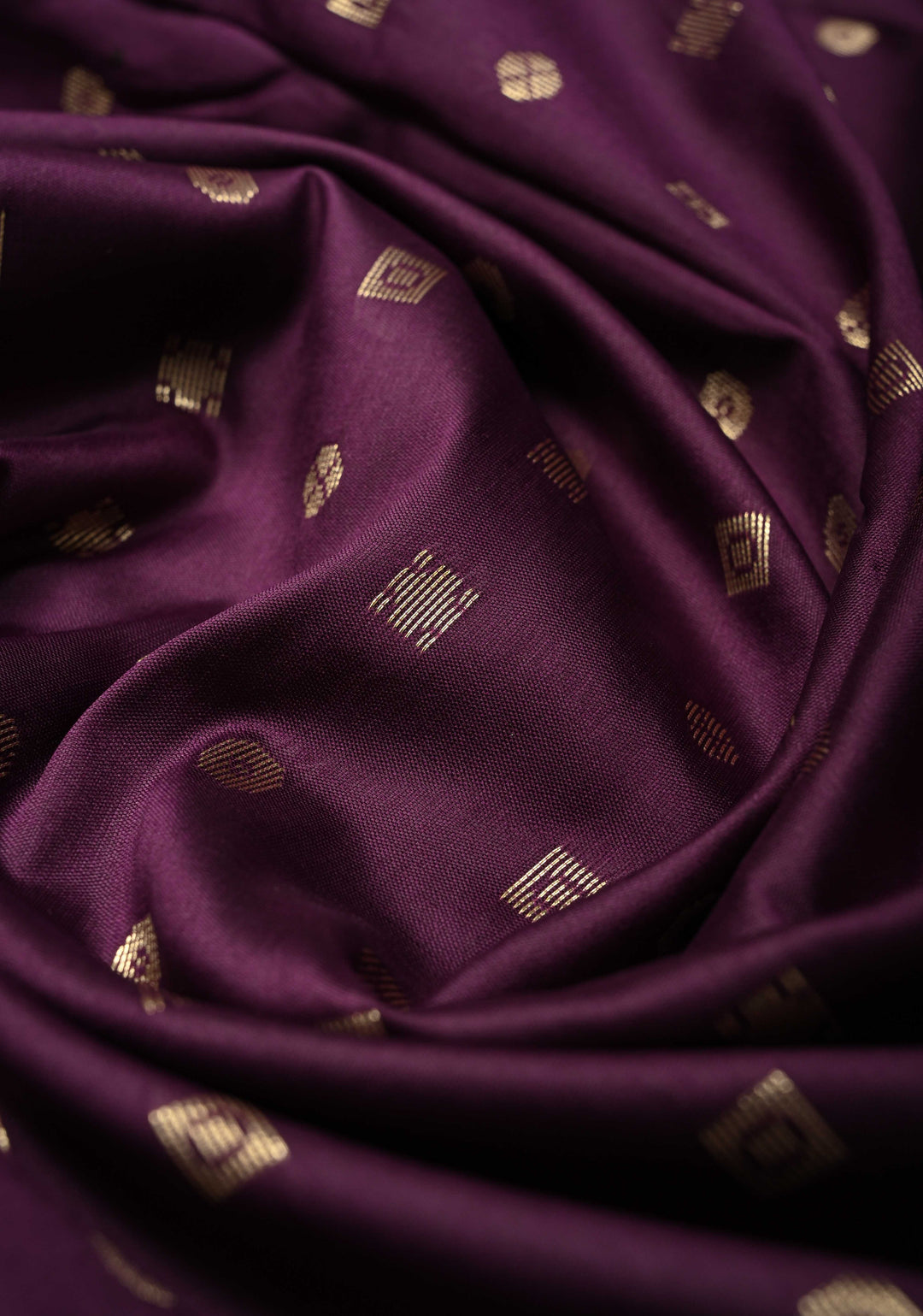 Eggplant Purple Semi Silk Saree with Geometric Butta and Meenakari Zari Border