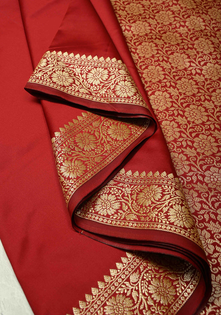 Maroon Semi Silk Saree with Zari Border