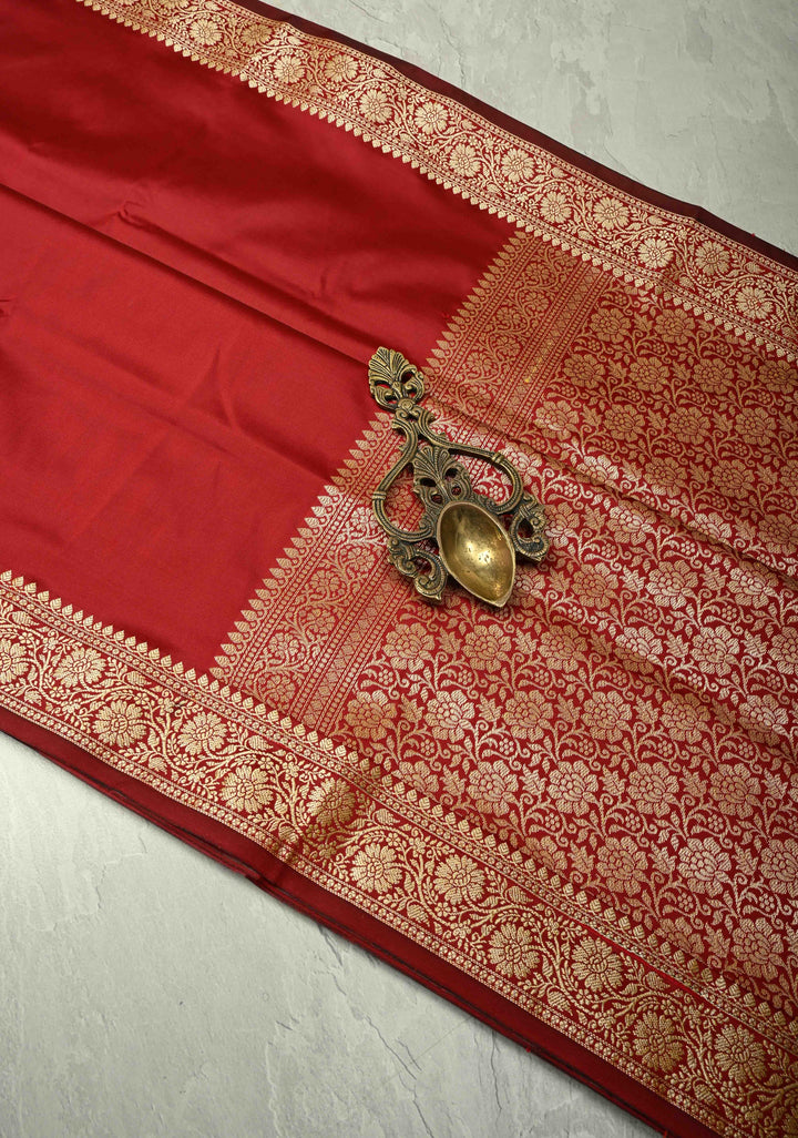 Maroon Semi Silk Saree with Zari Border