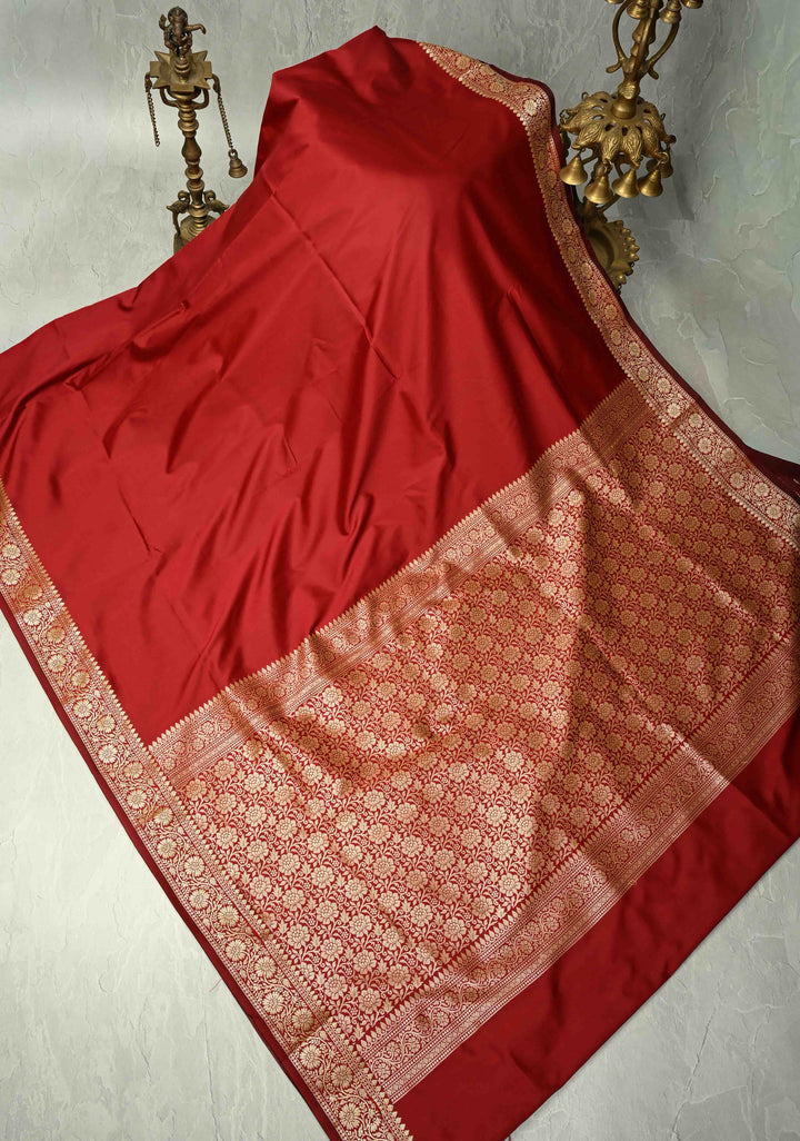 Maroon Semi Silk Saree with Zari Border