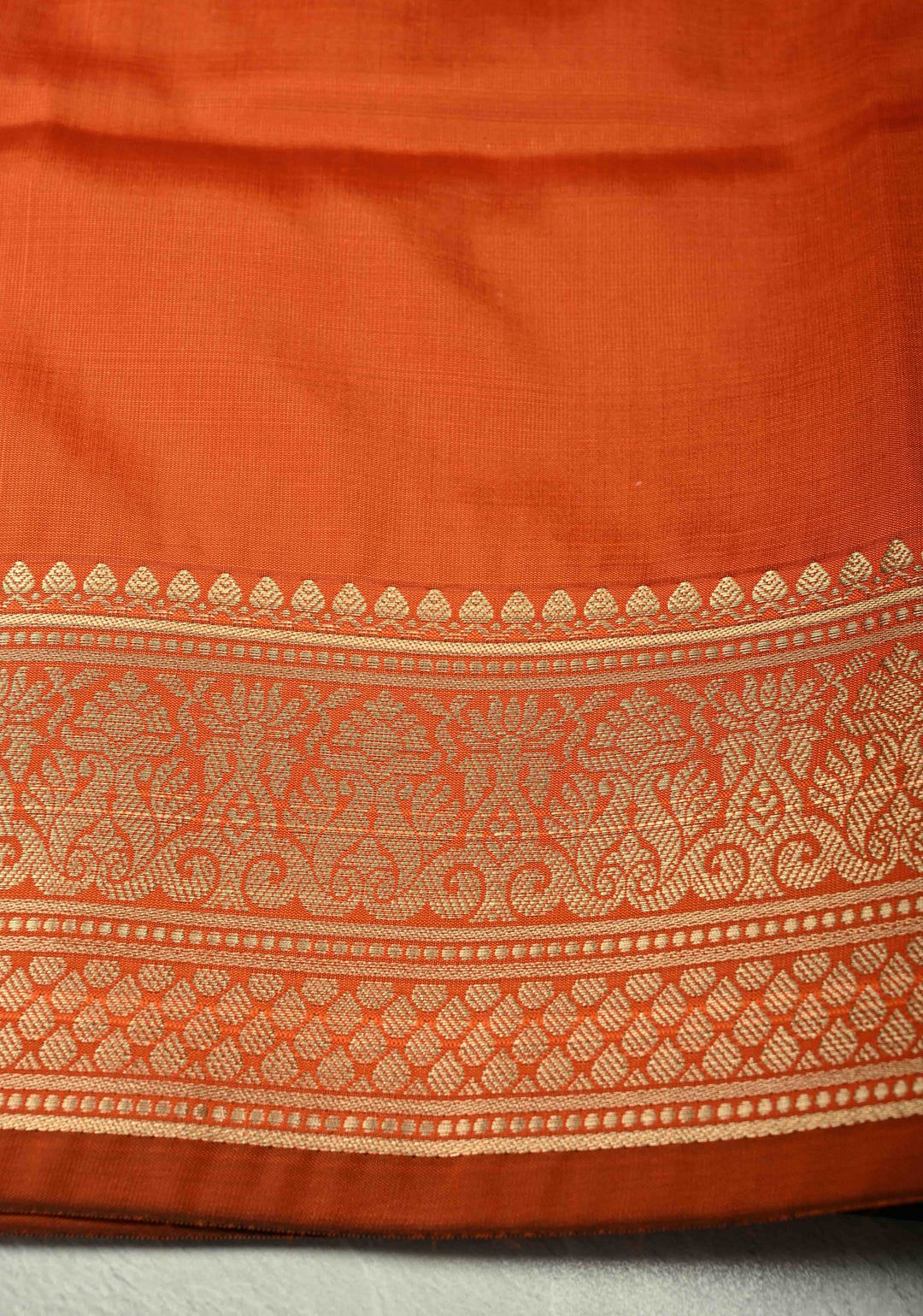Orange Semi Silk Saree with Zari Border