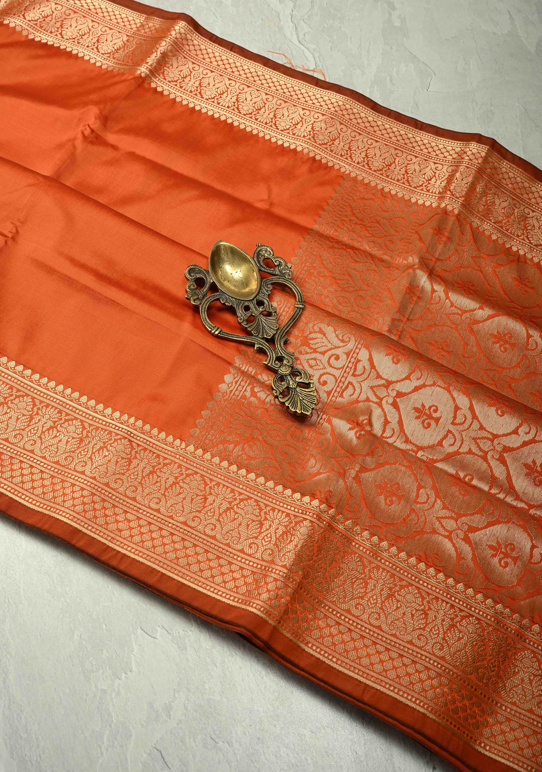 Orange Semi Silk Saree with Zari Border