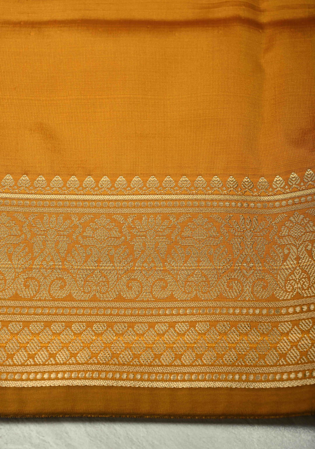 Frost Mustard Yellow Semi Silk Saree with Zari Border
