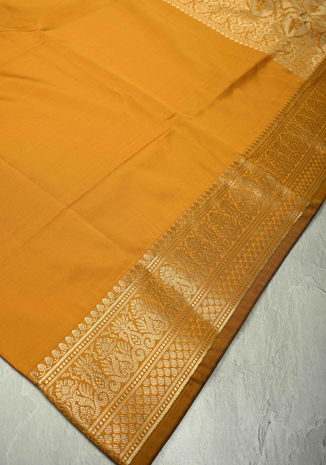 Frost Mustard Yellow Semi Silk Saree with Zari Border