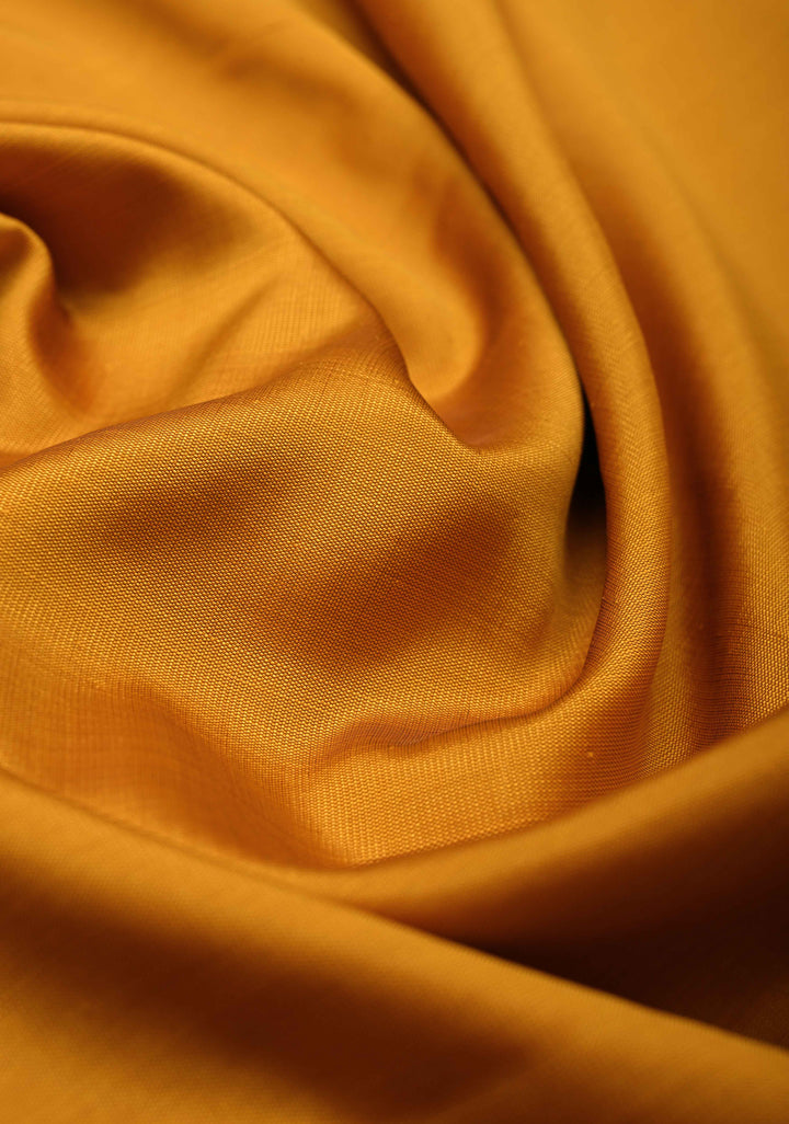 Frost Mustard Yellow Semi Silk Saree with Zari Border