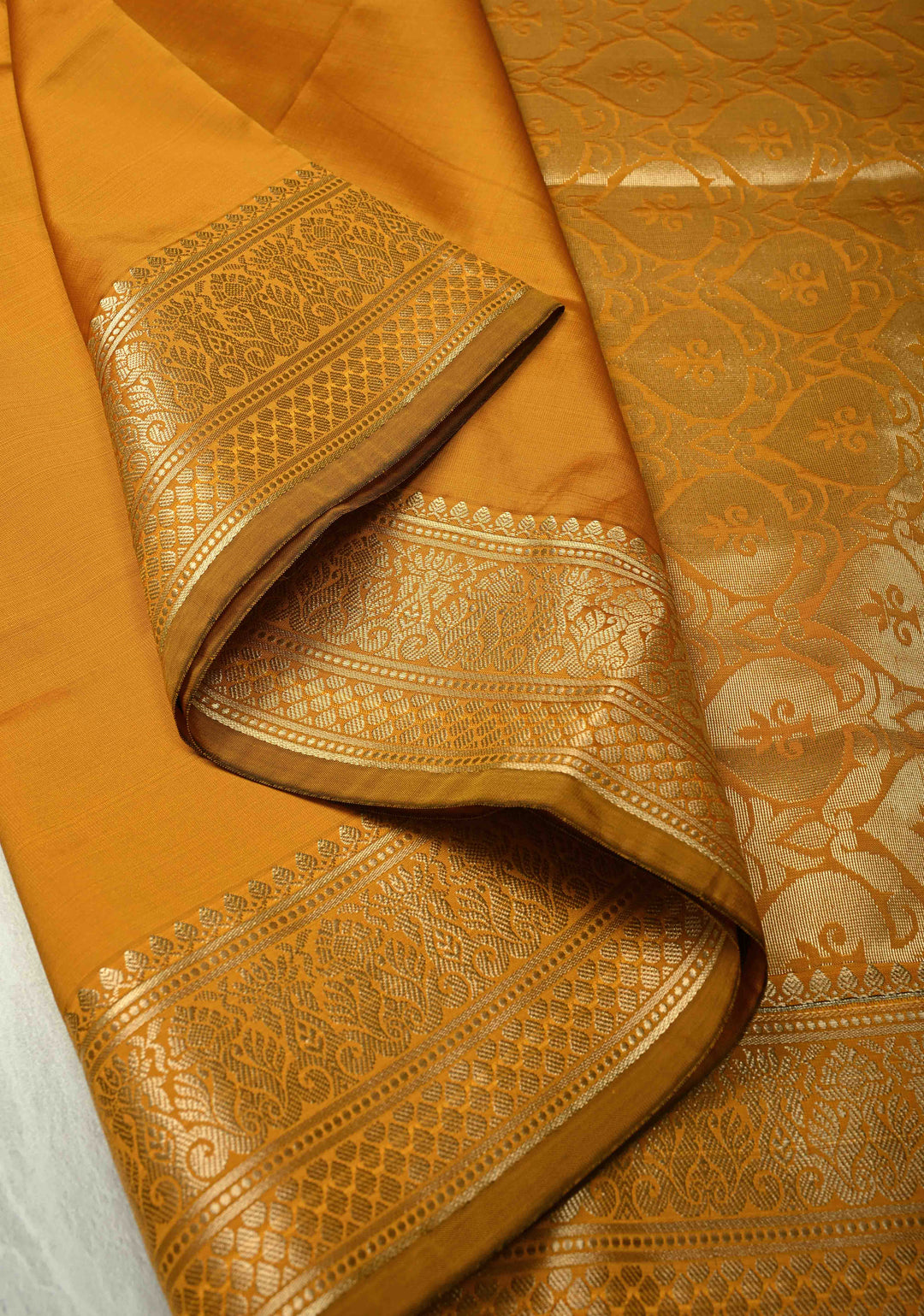 Frost Mustard Yellow Semi Silk Saree with Zari Border