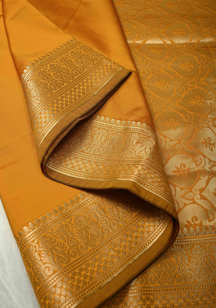 Frost Mustard Yellow Semi Silk Saree with Zari Border