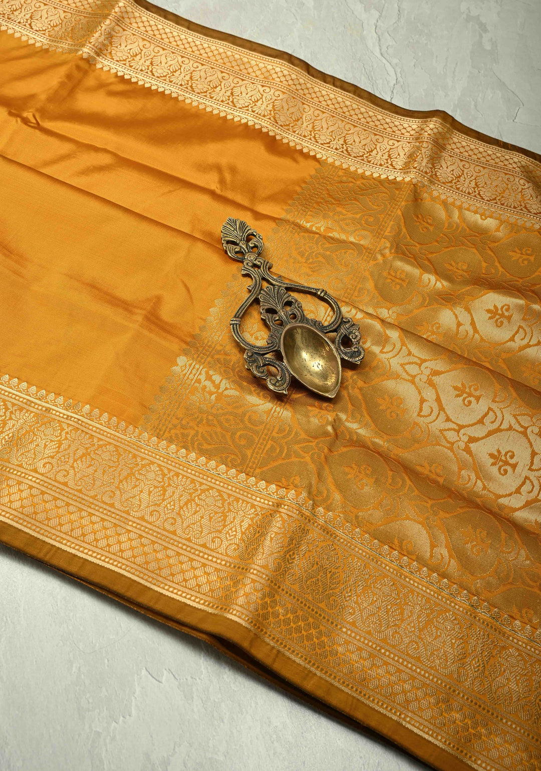 Frost Mustard Yellow Semi Silk Saree with Zari Border