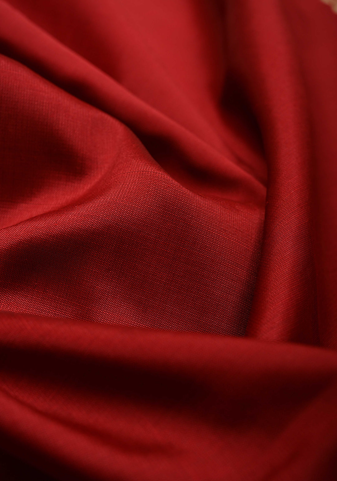 Maroon Semi Silk Saree with Zari Border