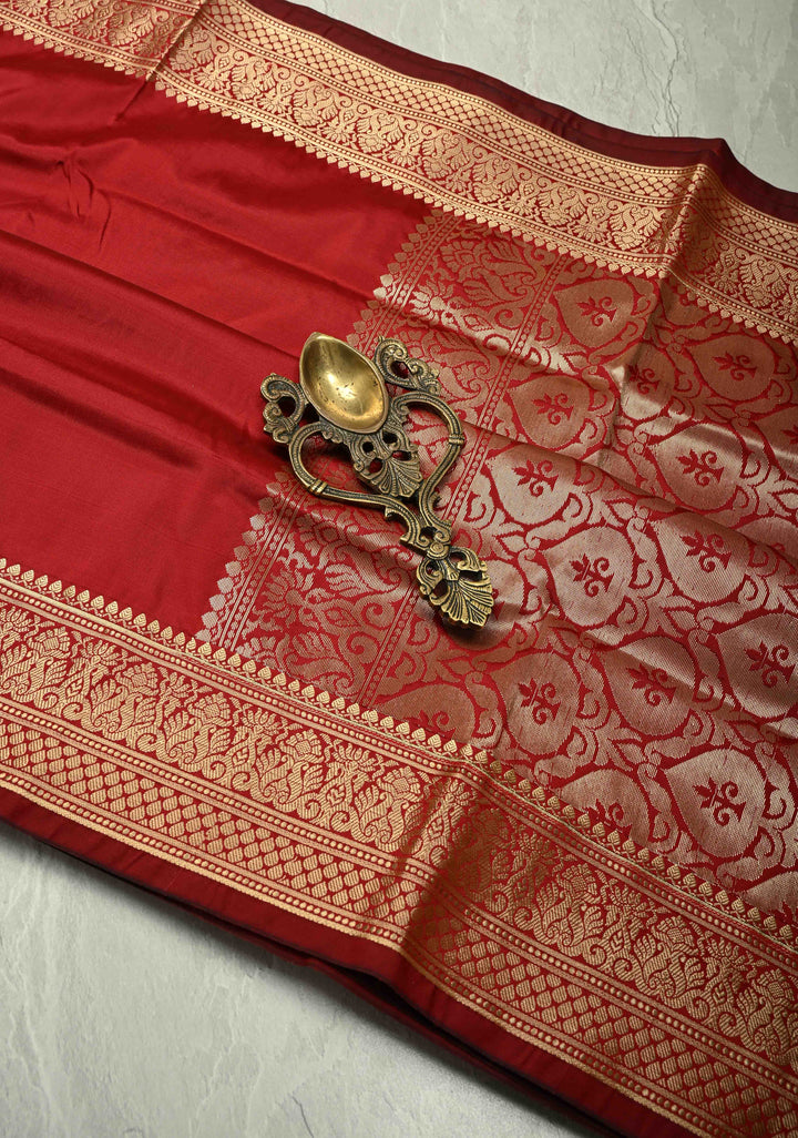 Maroon Semi Silk Saree with Zari Border