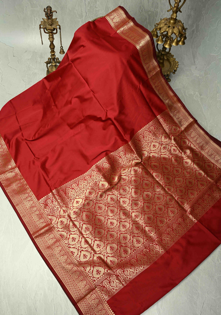 Maroon Semi Silk Saree with Zari Border