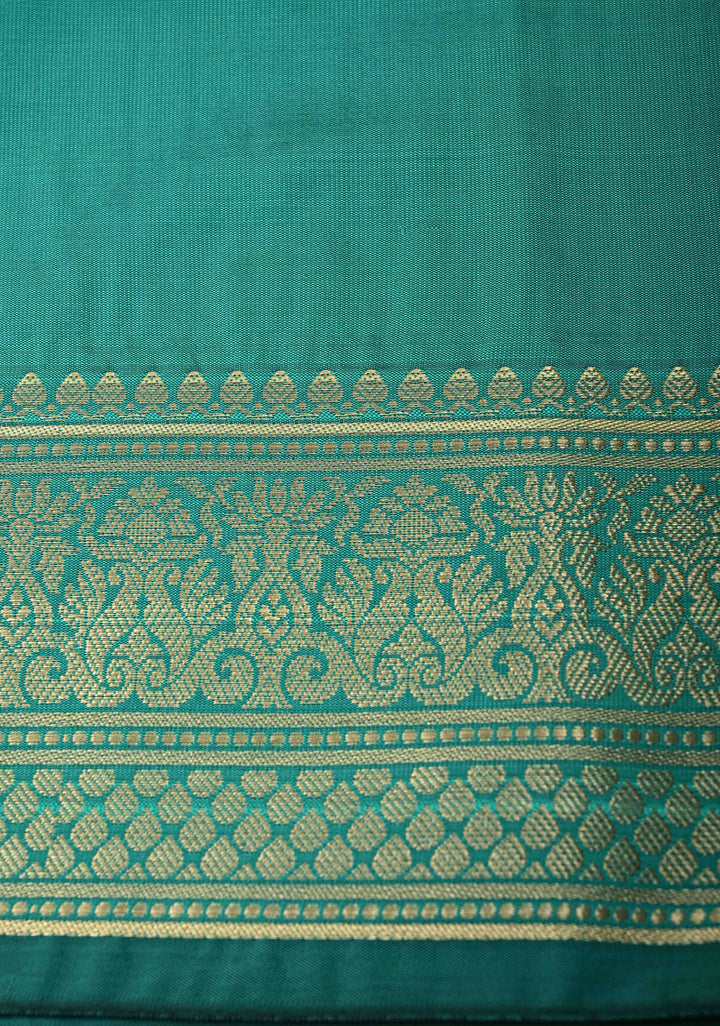 Rama Green Semi Silk Saree with Zari Border