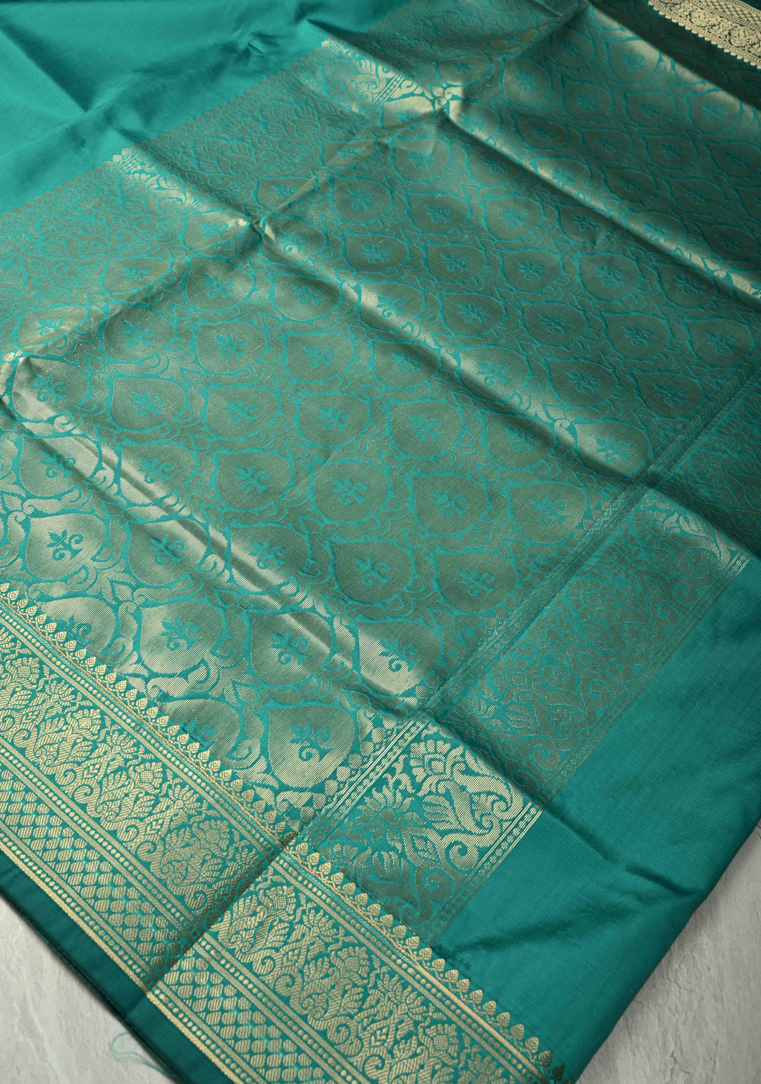 Rama Green Semi Silk Saree with Zari Border