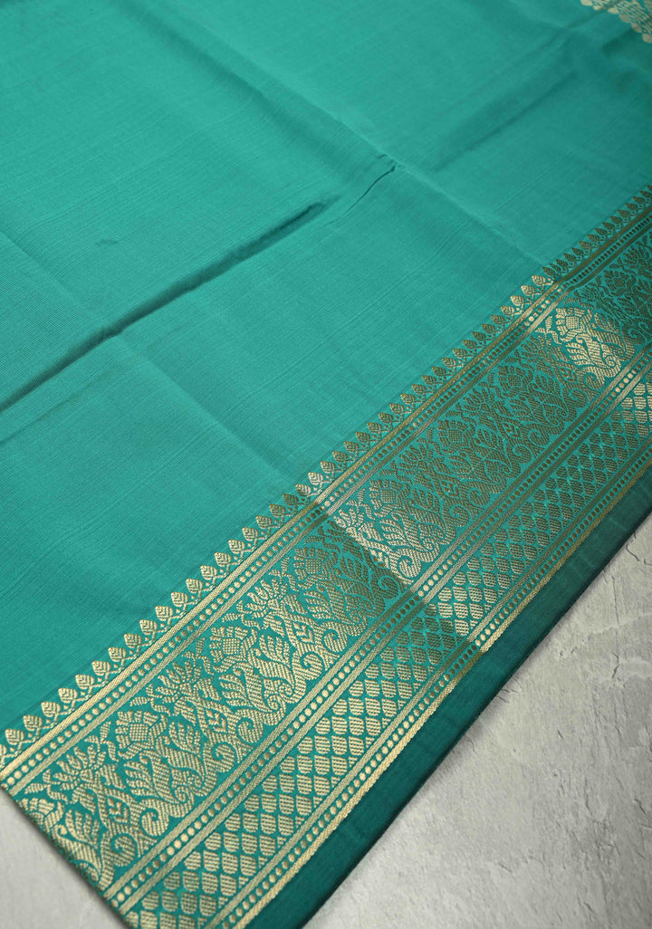 Rama Green Semi Silk Saree with Zari Border