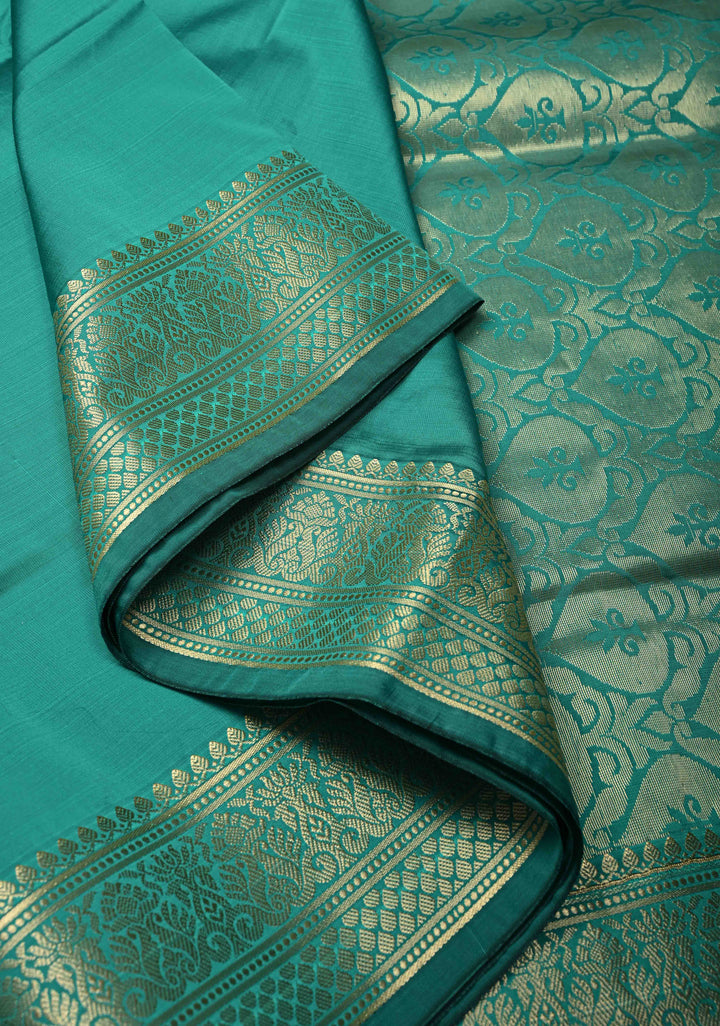 Rama Green Semi Silk Saree with Zari Border