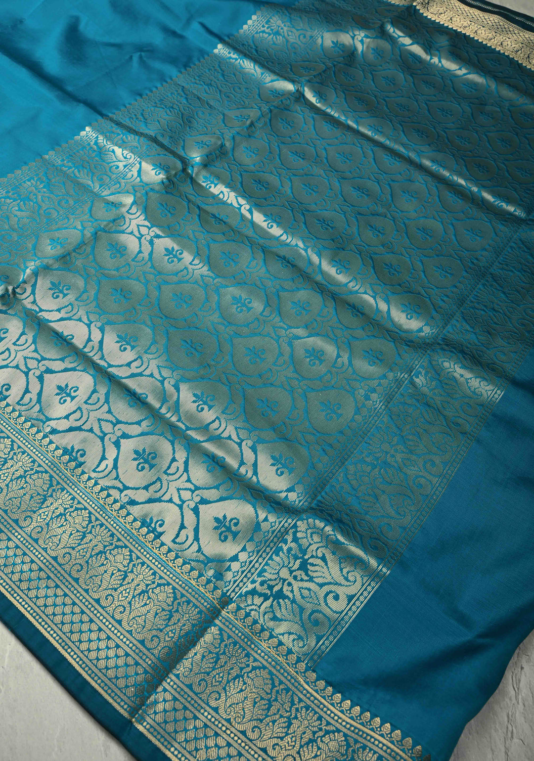 Blue Semi Silk Saree with Zari Border