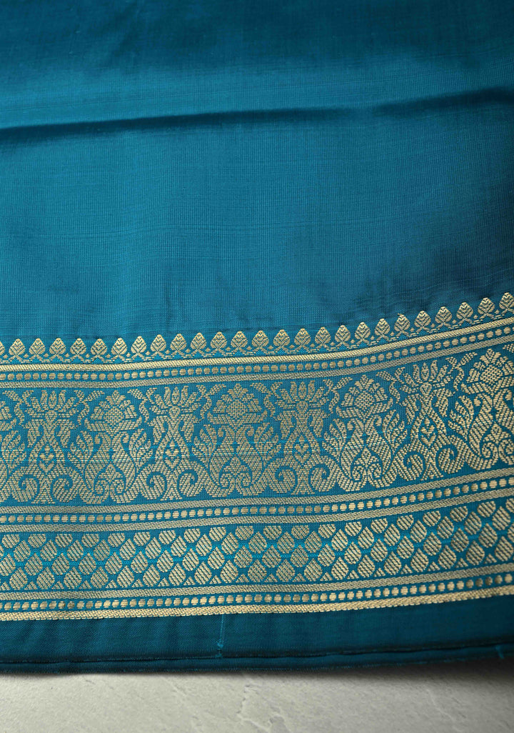Blue Semi Silk Saree with Zari Border