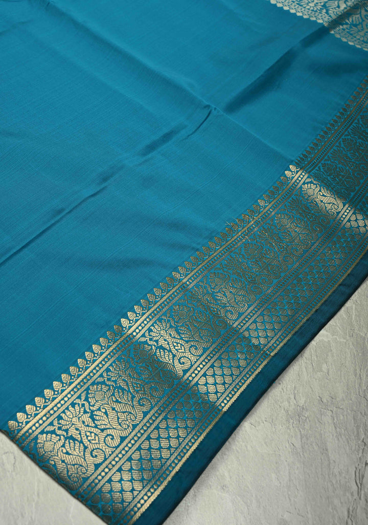 Blue Semi Silk Saree with Zari Border