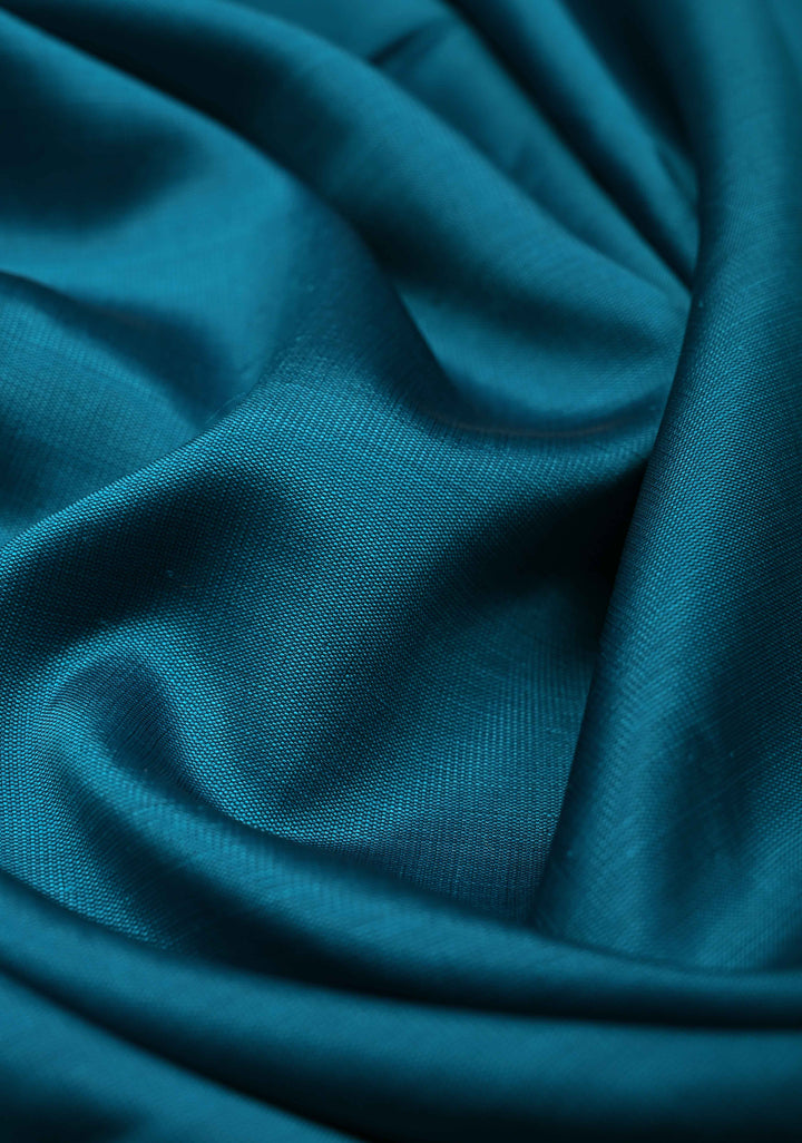 Blue Semi Silk Saree with Zari Border