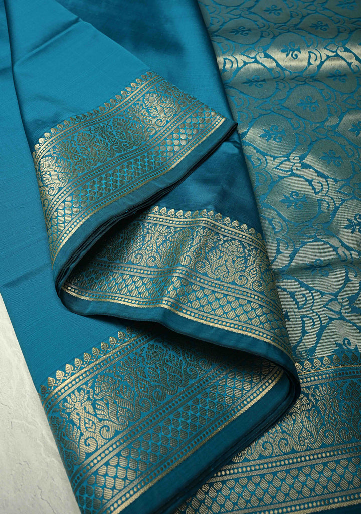 Blue Semi Silk Saree with Zari Border