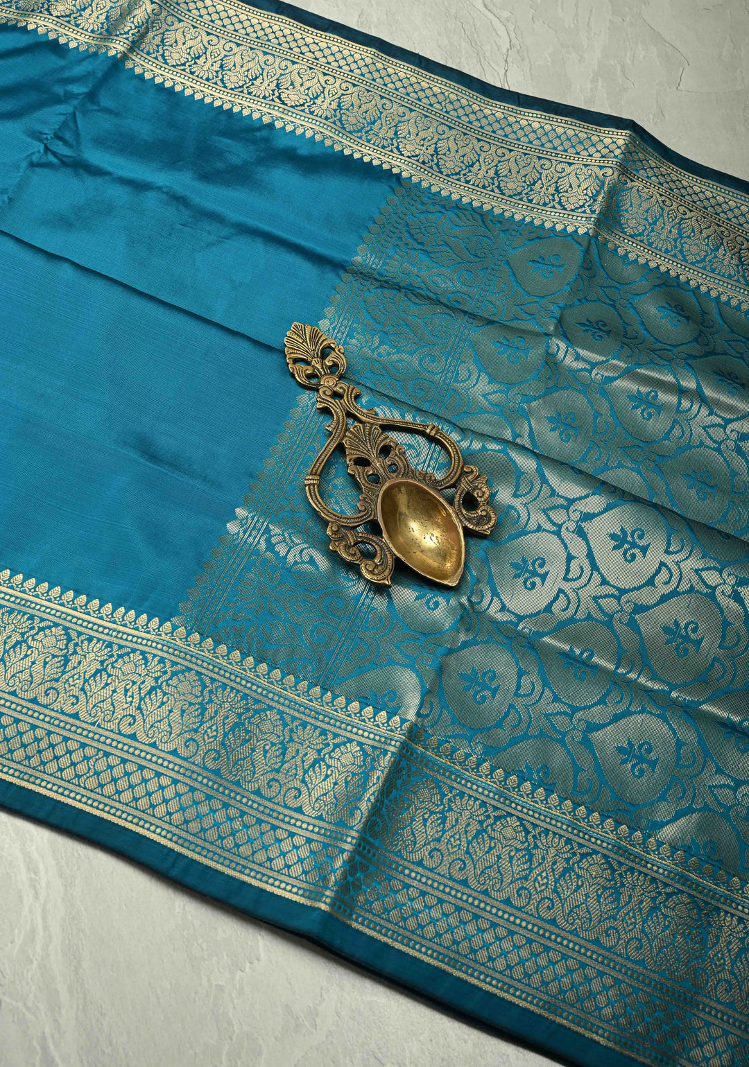 Blue Semi Silk Saree with Zari Border