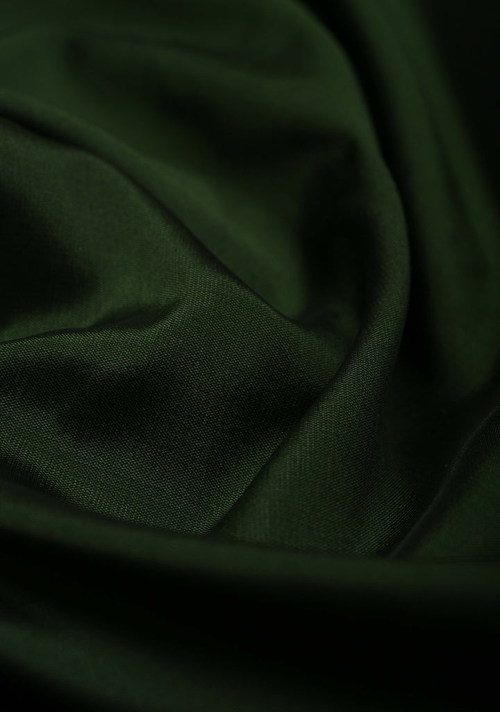 Deep Green Semi Silk Saree with Zari Border